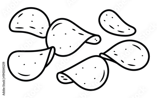Potato Vector Illustration, Black and White Line Art