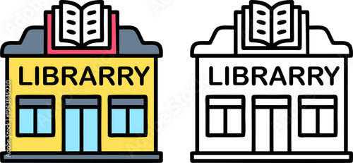Library Building Education Knowledge Vector Icon Illustration