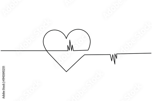 Love shape continuous one line drawing minimalist style isolate outline vector illustration
