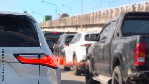 Photography Luxury white car with turn on brake light