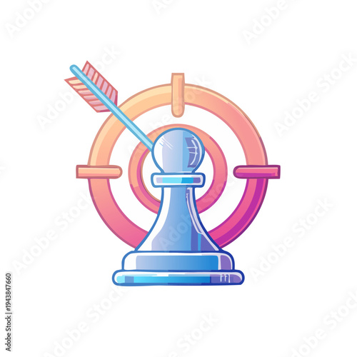 Business Strategy and Targeting Concept with Chess Pawn and Arrow on Bullseye