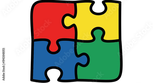 Colorful puzzle pieces fitting together in a square shape