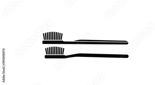 Two black toothbrushes displayed on a white background simple graphic