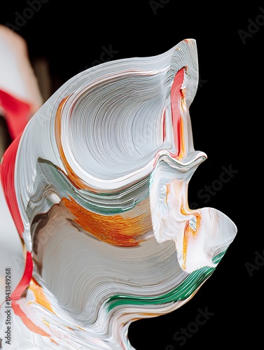 Abstract portrait with swirling paint strokes, digital art, modern aesthetic