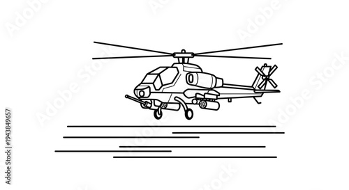 Military Attack Helicopter in Flight with Motion Blur Effect