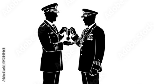 Military Award Ceremony: Officer Decorating Another Officer with Medal