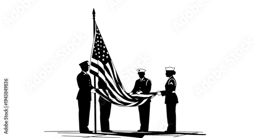 Military Honor Guard Folds American Flag in Solemn Ceremony