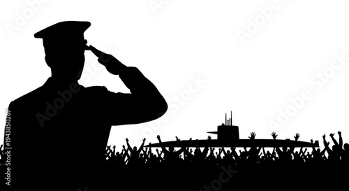 Military Submarine Returns to Cheers, Officer Salutes Crowd
