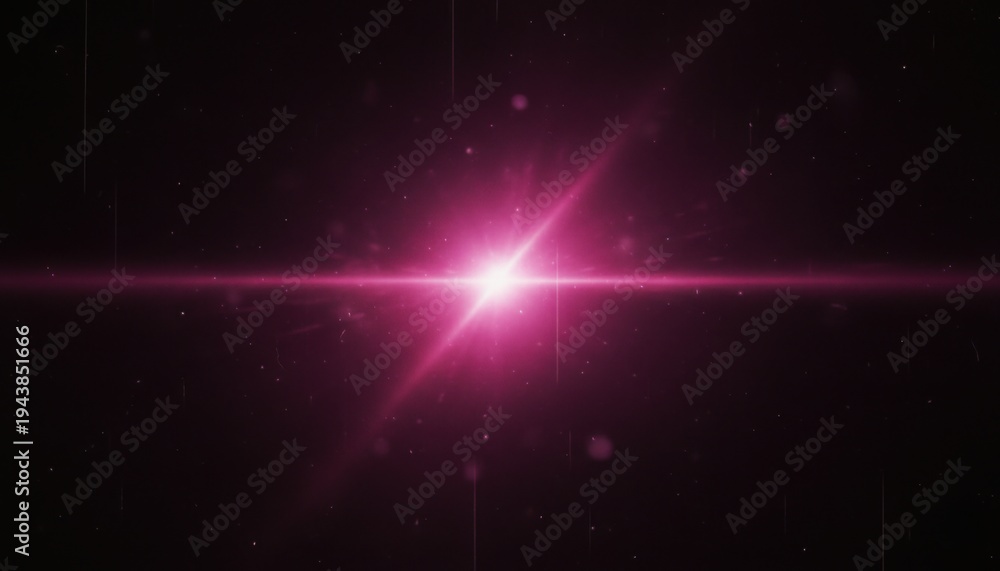 Obraz premium Vibrant magenta and purple light leak effect, dreamy cinematic film burn, glowing soft edge flares, vintage analog scratches, dusty grain texture, isolated black background