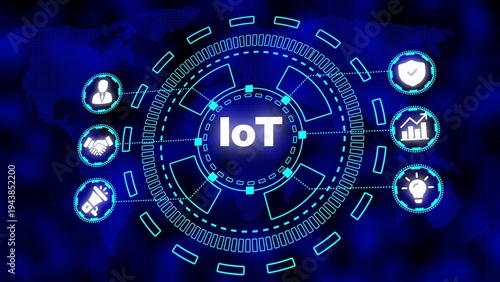 Io T Digital Interface with Global Network and Business Icons internet of things technology