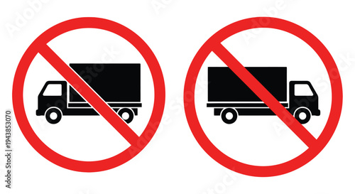 No trucks allowed a prohibition sign featuring vehicle silhouettes