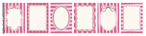 Elegant hand drawn banner set with vintage oval and rectangle lace ink frames. Perfect for girl baby shower party, Valentine card, barchelorette party design.