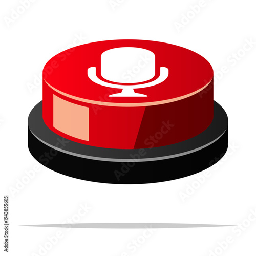 Microphone record push button vector isolated illustration