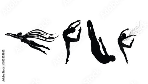 Silhouette of a Woman Swimmer in Freestyle Stroke Icon