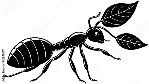A small black worker ant with long antennae and delicate legs stands isolated on a white background in this sharp macro closeup