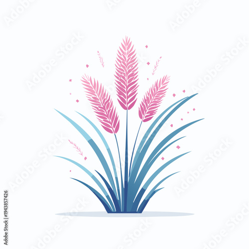 Pink grass plumes with blue leaves