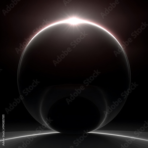 Dark Sphere with Radiant Glow: Abstract Digital Art, Dramatic Lighting