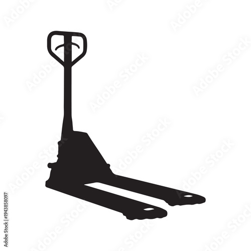 Hand Pallet Jack Manual Lift Pallet Truck, black isolated silhouette
