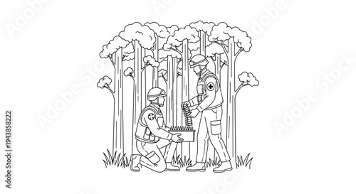 Military personnel in forest, handling ammunition box, teamwork, survival, outdoor mission