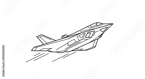 Modern Fighter Jet Taking Off, Stealth Aircraft Design, Military Aviation, Speed and Power