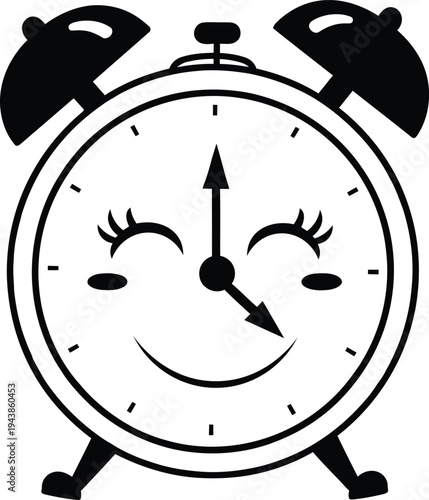 Smiling alarm clock cartoon character