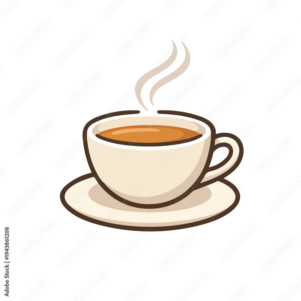 Fototapeta premium Teacup With Steam Swirl Vector Icon