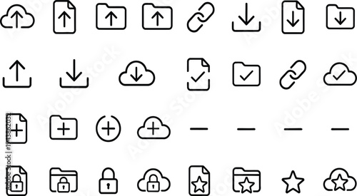 Set of 20 cloud storage icons vector