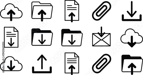 Set of 16 file transfer icons vector
