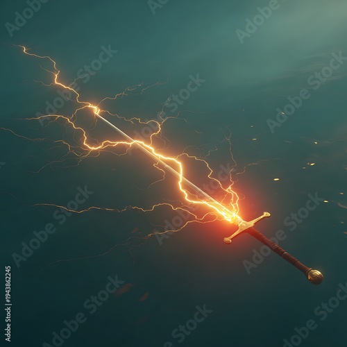 Electrified sword, digital art, fantasy weapon, glowing blade, dramatic lighting