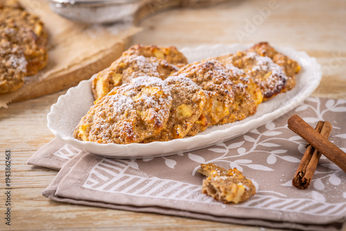 Sugar free and gluten free apple cinnamon pancakes with chia seeds