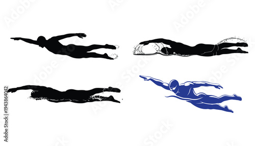 Woman Freestyle Stroke Silhouette Icon Vector
