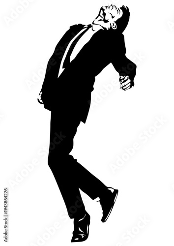 silhouette of a man pose black suit