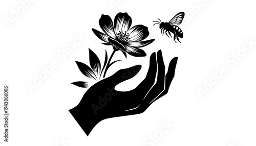 black and white flower