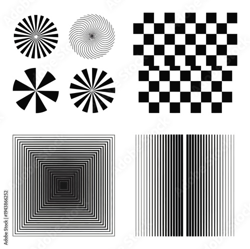 Geometric Optical Illusion Patterns Vector Illustration