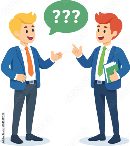 Two businessmen in formal attire engaged in a conversation