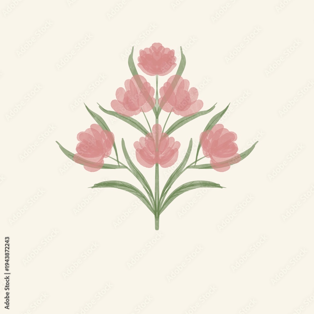 Fototapeta premium Seamless watercolour and unique floral pattern background for covers, notes, Soft backgrounds colour. Watercolour art work. Flower stalk. Colourful flower.