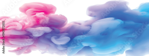 Abstract blue and pink colored ink clouds mixing in water, colorful smoke background, gender reveal concept