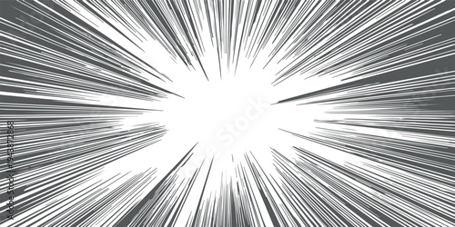 Dark grey speed lines radiating from a central white void