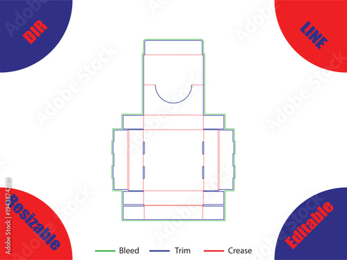 Diagram of a folded brochure with bleed trim and crease lines 4
