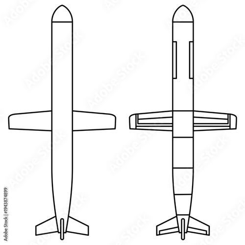 Air Defense Tomahawk Missile Anti Drone. Line art Anti Ship Missile Cruise Missile TLAM