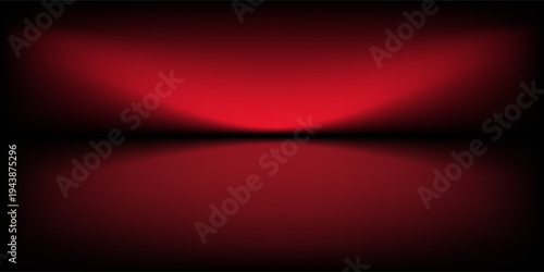 Red studio background. Abstract limbo podium studio room. Dark red gradient wall floor and spotlight scene. Showcase  promotion display. Vector stage mockup illustration