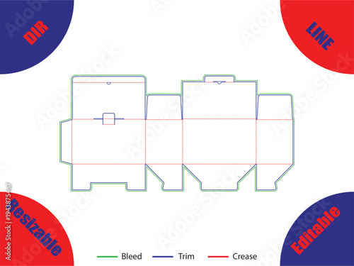Diagram of a folded brochure with bleed trim and crease lines 5