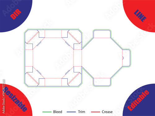 Diagram of a folded brochure with bleed trim and crease lines 8