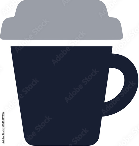 Flat Design Coffee Cup with Lid Minimalist Food and Drink Icon