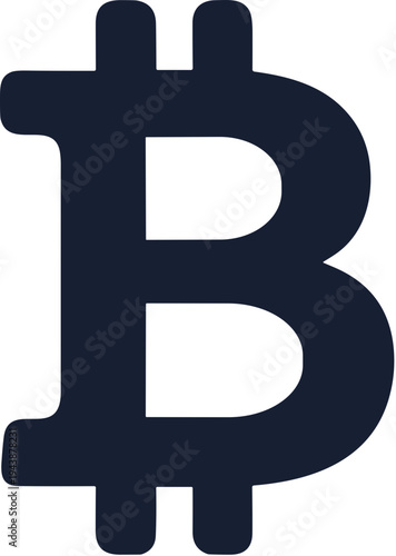 Minimalist Solid Bitcoin Currency Symbol Financial Technology Icon Graphic