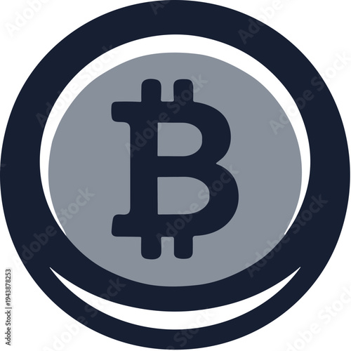 Simple Flat Bitcoin Coin Currency Financial Technology Icon Illustration
