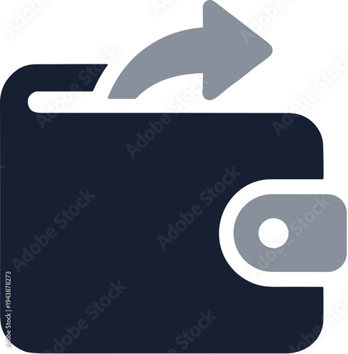 Flat Style Detailed Wallet with Arrow Sending Money Icon Illustration
