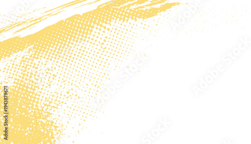 Yellow halftone brush strokes and splatter