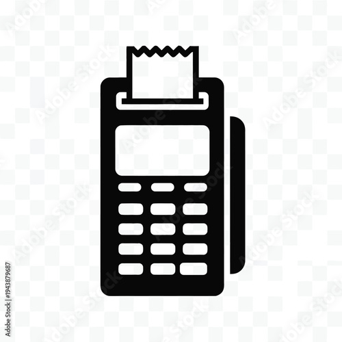 Black and white illustration of a credit card payment terminal