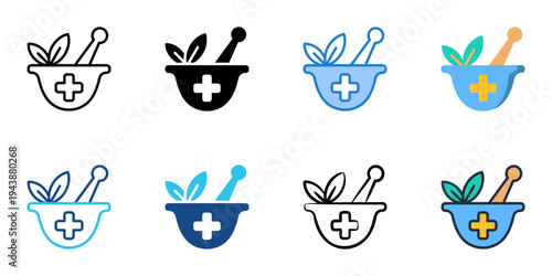 Traditional medicine icons set multiple style collection. Editable stroke
